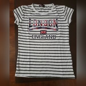 Women Striped London England T-Shirt